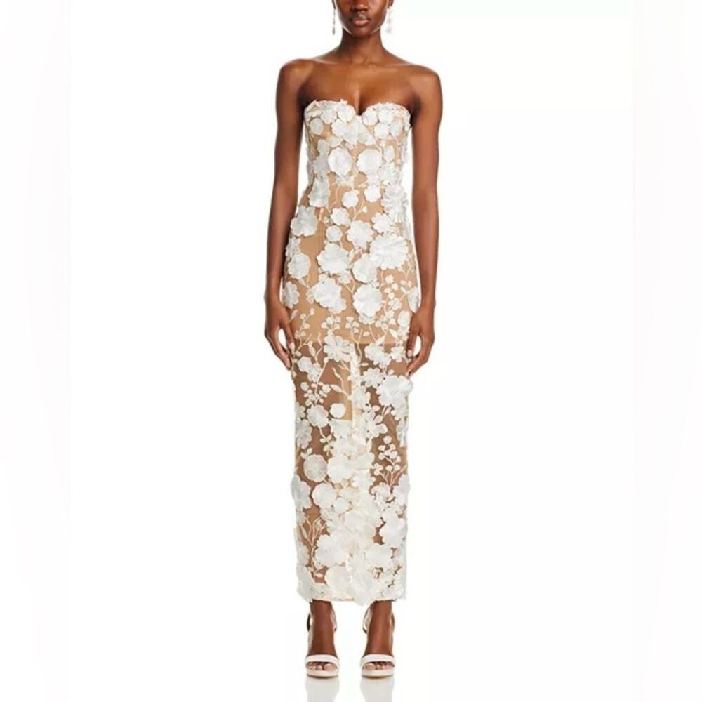 Bronx and Banco Strapless White Floral Appliqué Maxi Dress - Picture 7 of 16